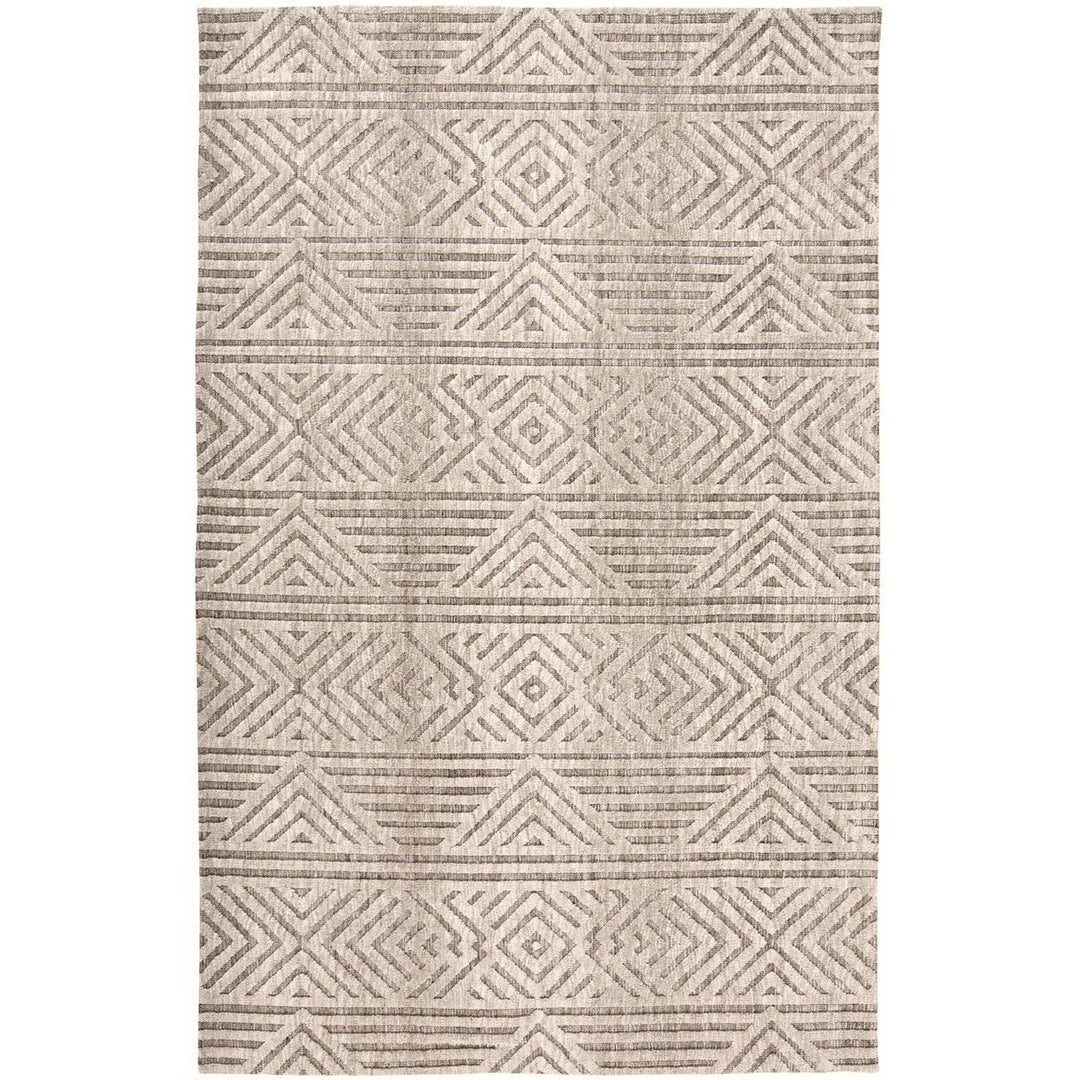 5 X 8 Tan Ivory And Brown Geometric Stain Resistant Area Rug Image 7