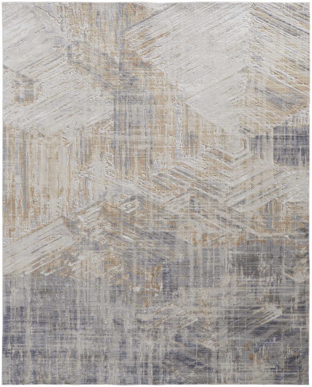 12 Tan Ivory And Gray Abstract Power Loom Distressed Runner Rug Image 9