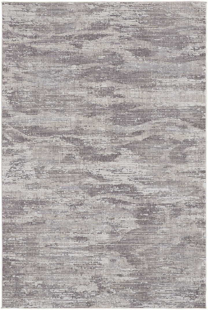 4 X 6 Tan Taupe And Gray Abstract Power Loom Distressed Stain Resistant Area Rug Image 3