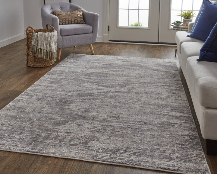 4 X 6 Tan Taupe And Gray Abstract Power Loom Distressed Stain Resistant Area Rug Image 5