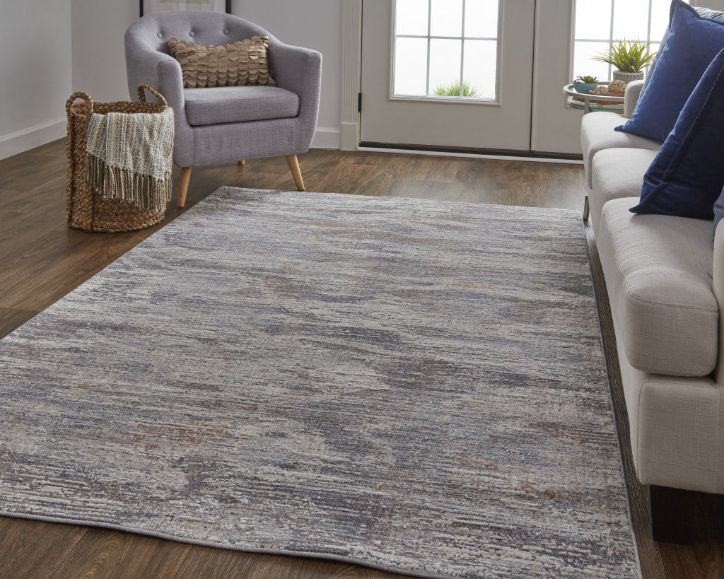 4 X 6 Tan Taupe And Gray Abstract Power Loom Distressed Stain Resistant Area Rug Image 9