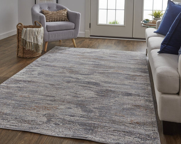 4 X 6 Tan Taupe And Gray Abstract Power Loom Distressed Stain Resistant Area Rug Image 1