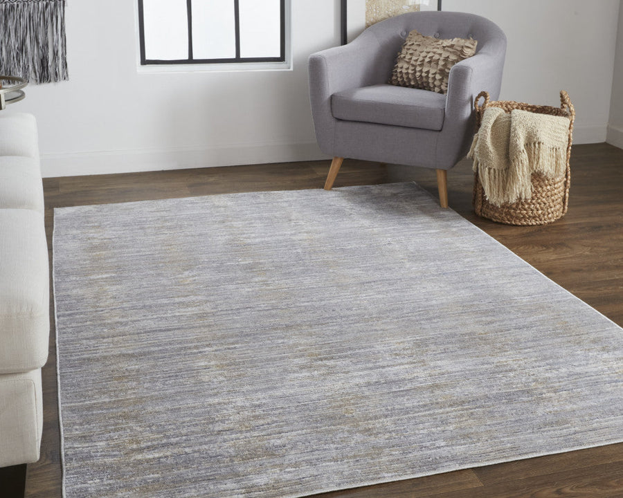 8 X 10 Taupe Silver And Tan Abstract Power Loom Area Rug Image 1