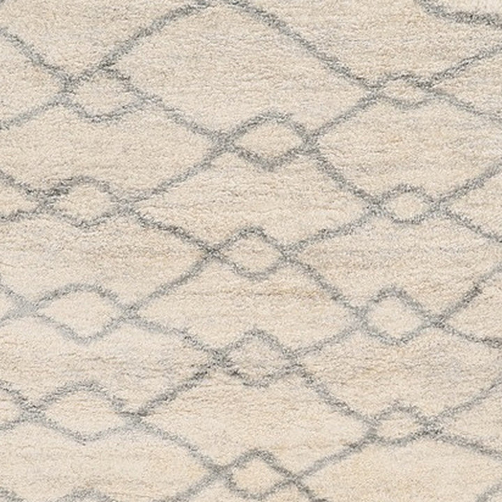 4X6 Ivory Grey Machine Woven Chain Link Indoor Area Rug Image 1