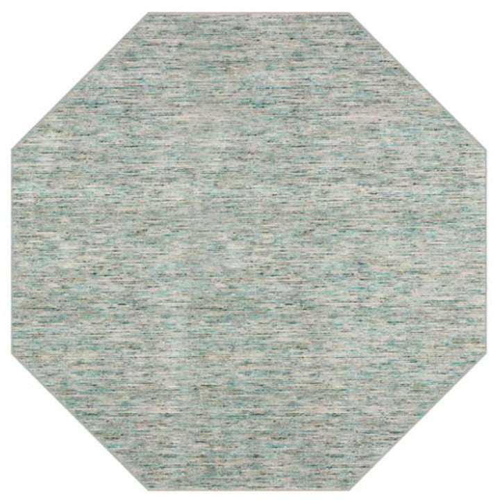 4 Green and Ivory Octagon Wool Hand Loomed Area Rug Image 2