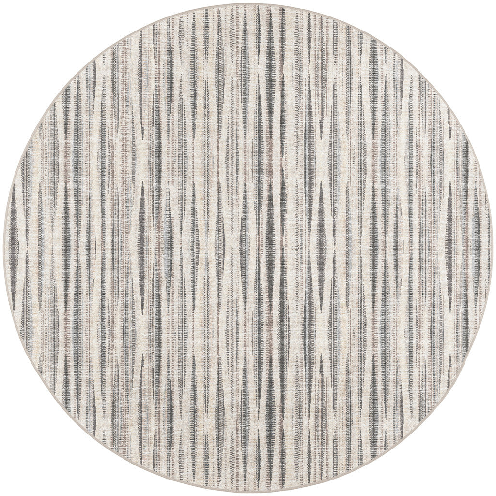 4 Ivory Round Ombre Tufted Handmade Area Rug Image 3