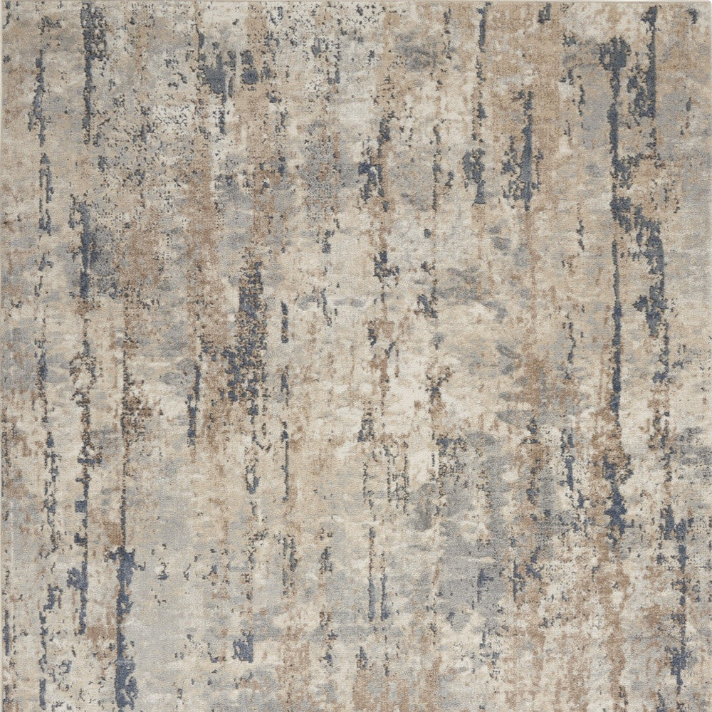 4 X 6 Beige And Grey Abstract Power Loom Non Skid Area Rug Image 4