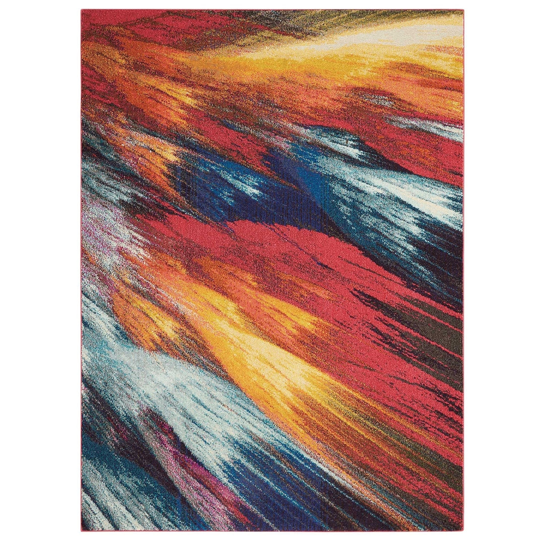 4 X 6 Burst Abstract Power Loom Non Skid Area Rug Image 1