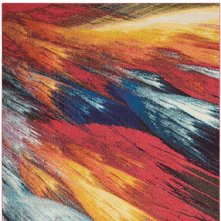 4 X 6 Burst Abstract Power Loom Non Skid Area Rug Image 4