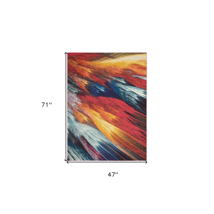 4 X 6 Burst Abstract Power Loom Non Skid Area Rug Image 5