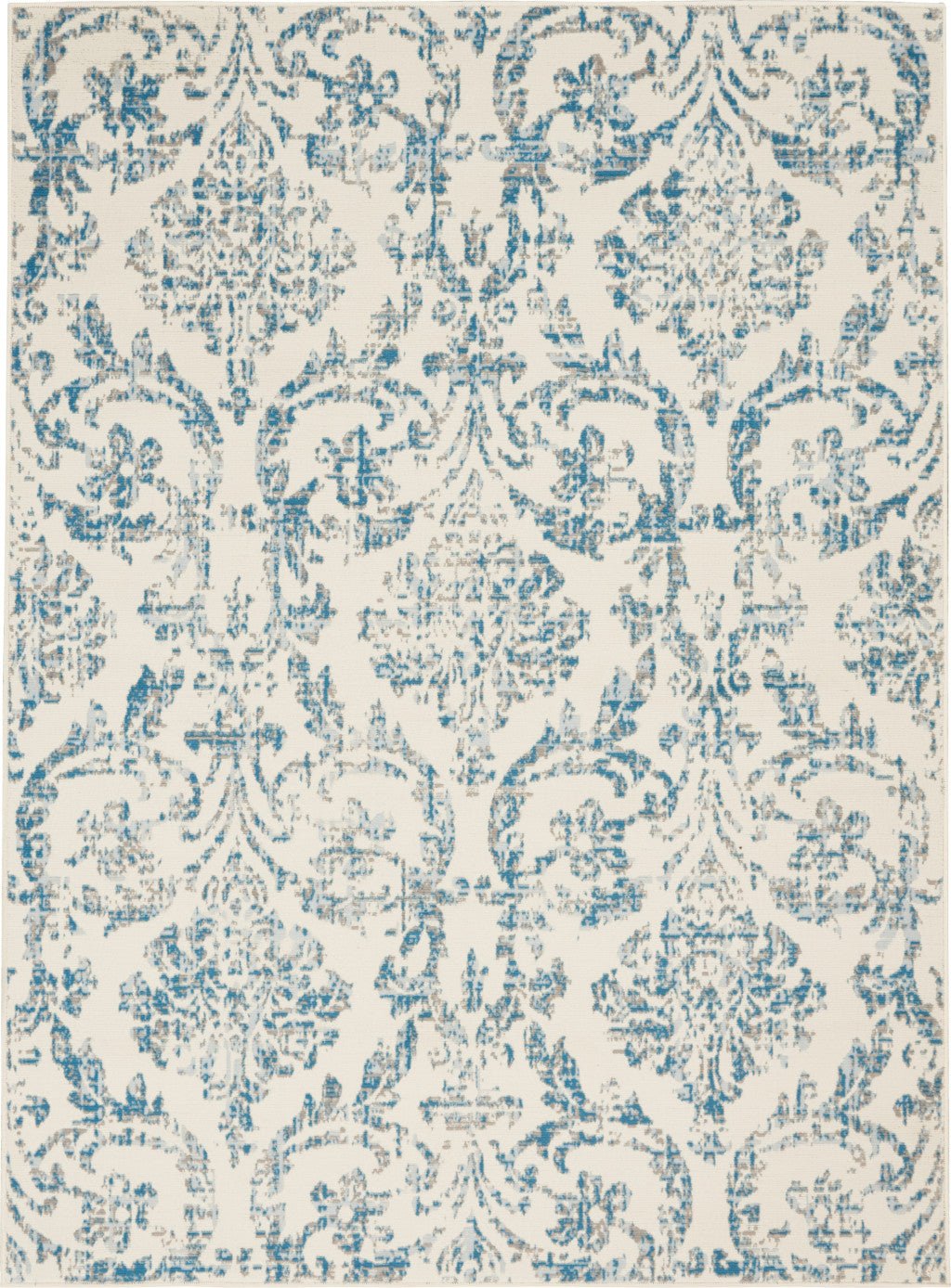 4 X 6 Cream Damask Power Loom Area Rug Image 1