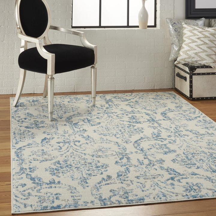 4 X 6 Cream Damask Power Loom Area Rug Image 5