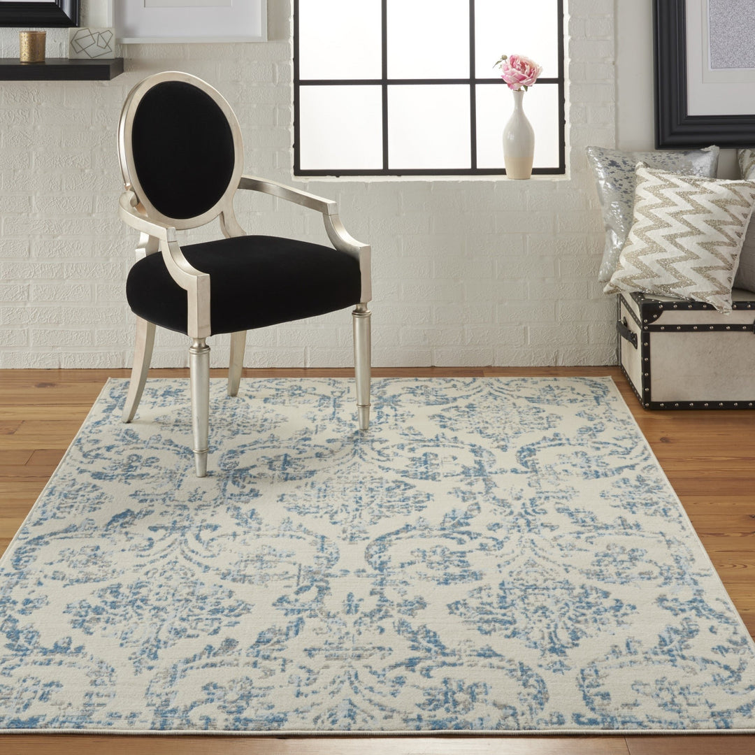 4 X 6 Cream Damask Power Loom Area Rug Image 6