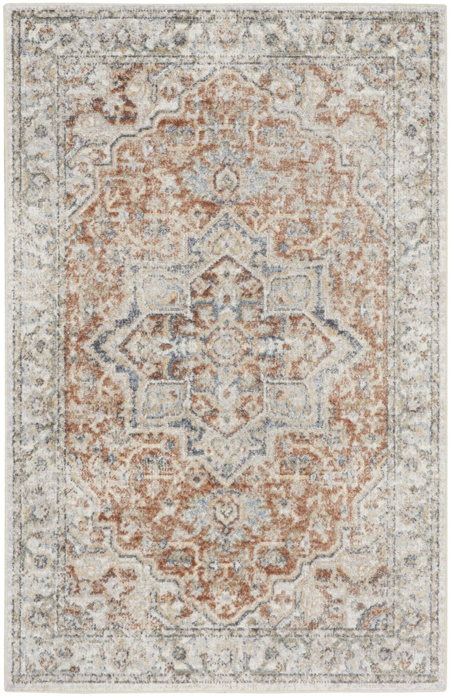 4 X 6 Gold Oriental Power Loom Washable Area Rug Image 1