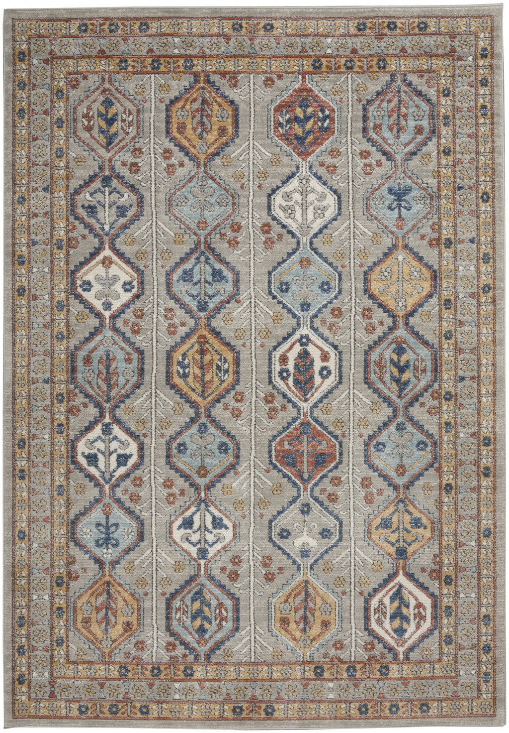 4 X 6 Grey Southwestern Power Loom Non Skid Area Rug Image 1