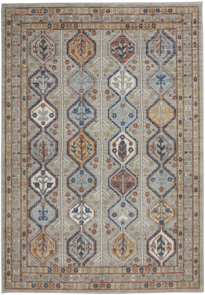 4 X 6 Grey Southwestern Power Loom Non Skid Area Rug Image 1