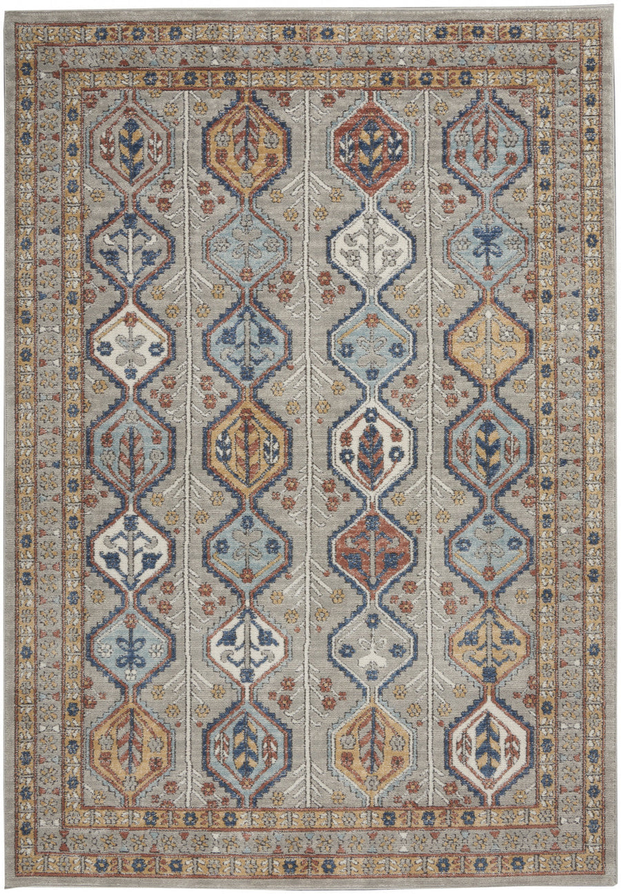 4 X 6 Grey Southwestern Power Loom Non Skid Area Rug Image 1