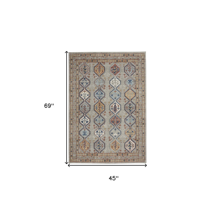 4 X 6 Grey Southwestern Power Loom Non Skid Area Rug Image 5