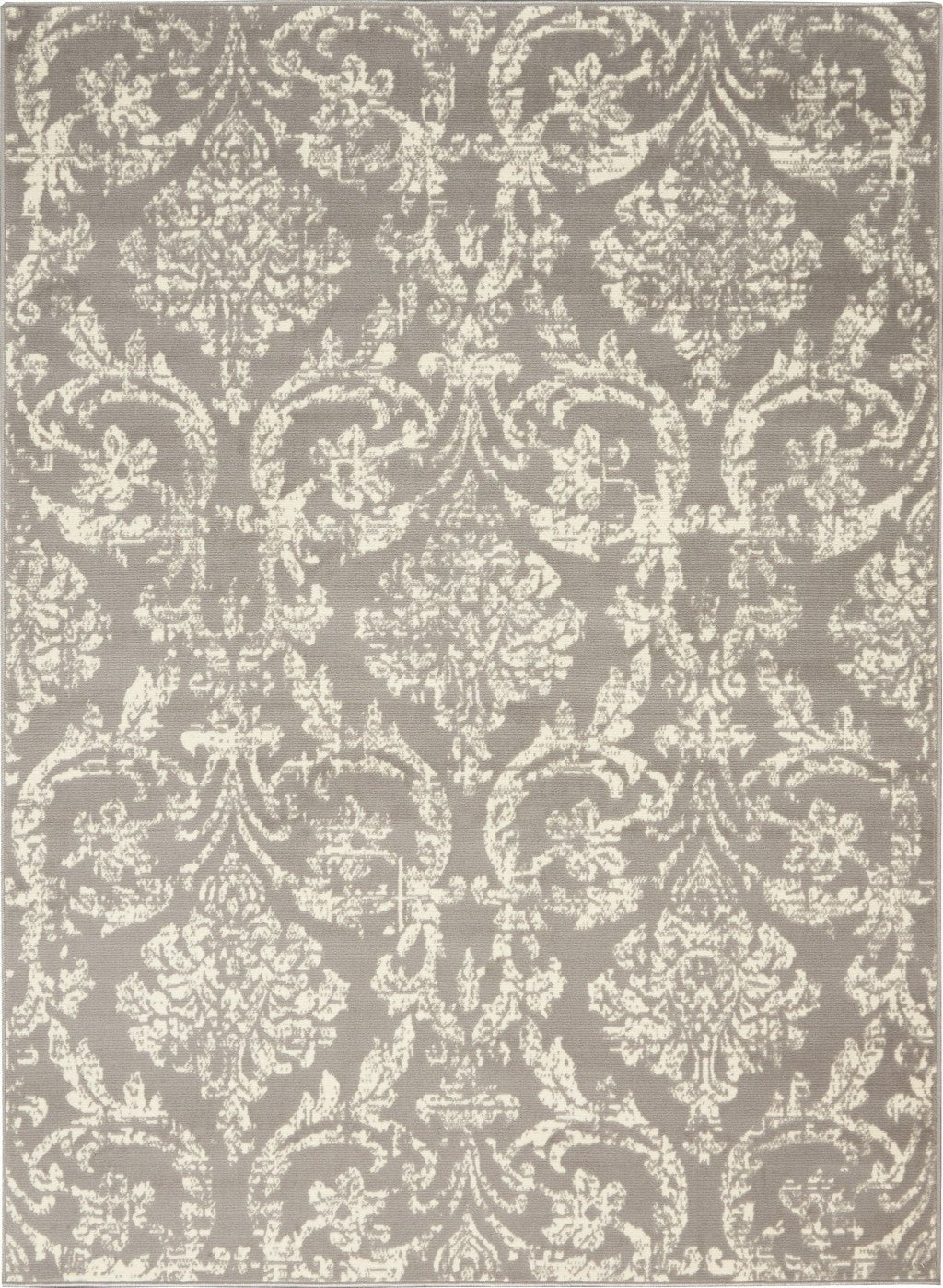 4 X 6 Gray Damask Power Loom Area Rug Image 1