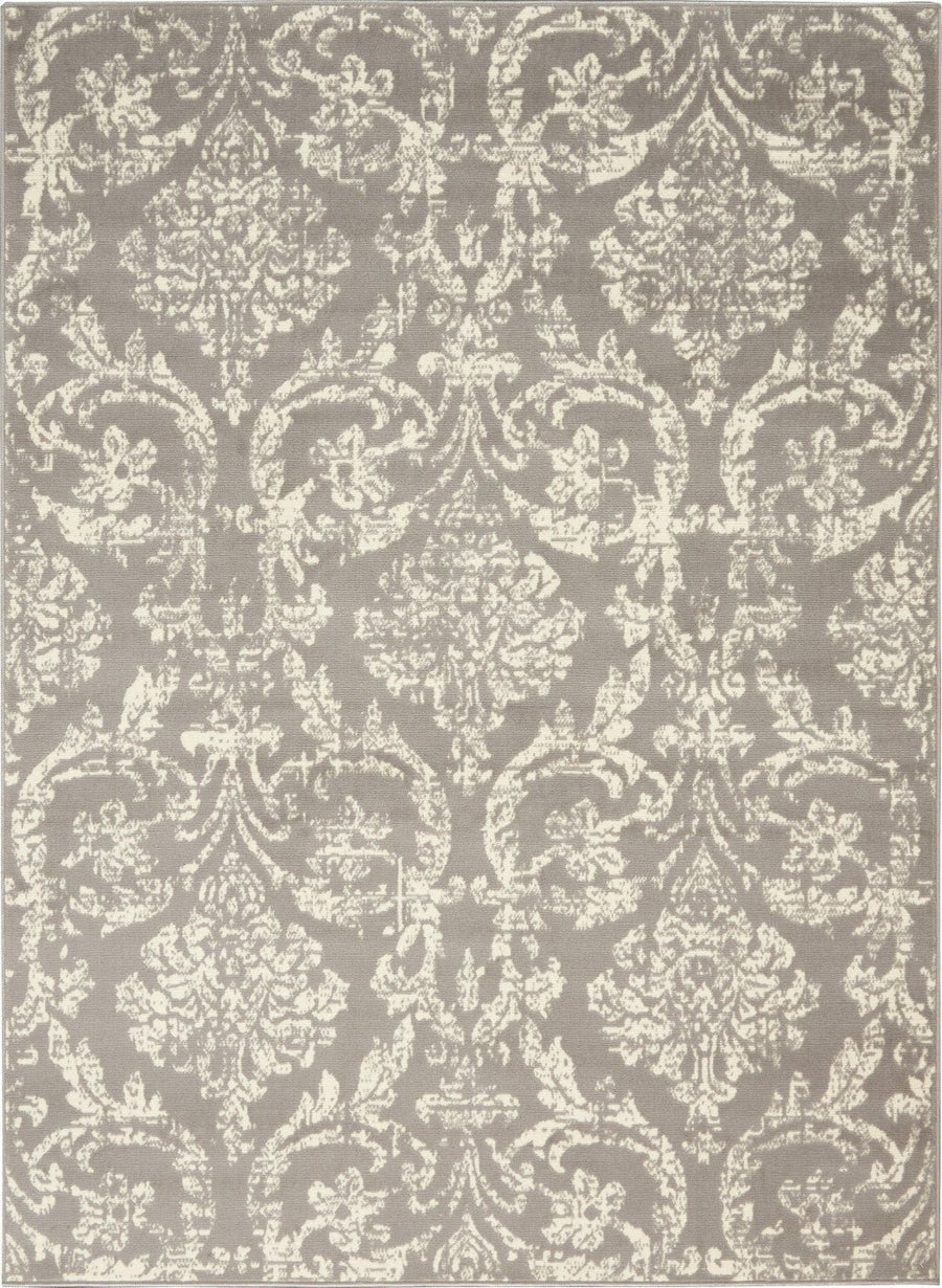 4 X 6 Gray Damask Power Loom Area Rug Image 1