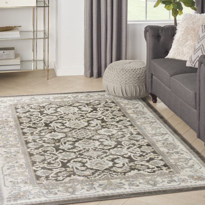 4 x 6 Gray Floral Distressed Area Rug Image 6