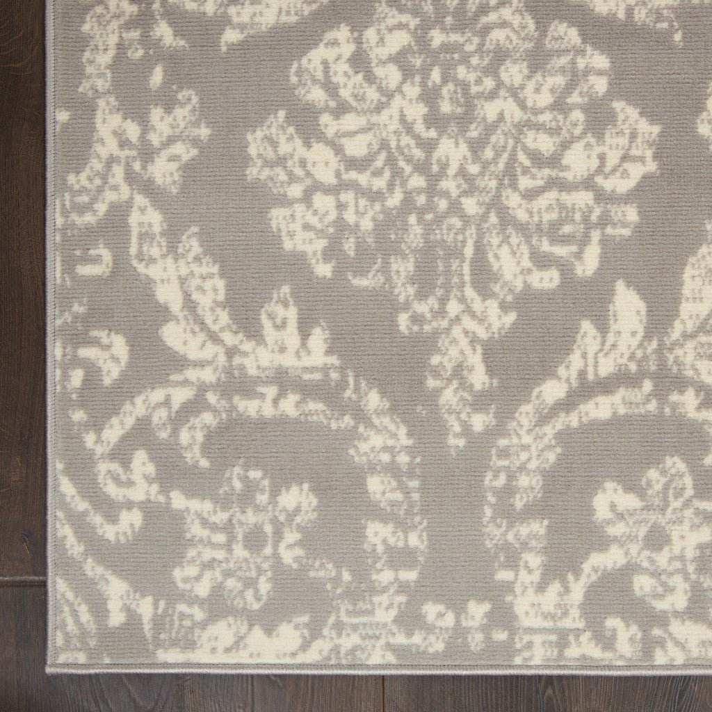 4 X 6 Gray Damask Power Loom Area Rug Image 7