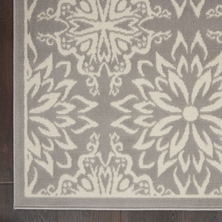 4 x 6 Gray Floral Power Loom Non Skid Area Rug Image 3