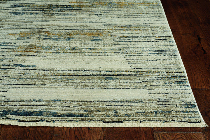 4 x 6 Ivory and Blue Abstract Area Rug Image 3