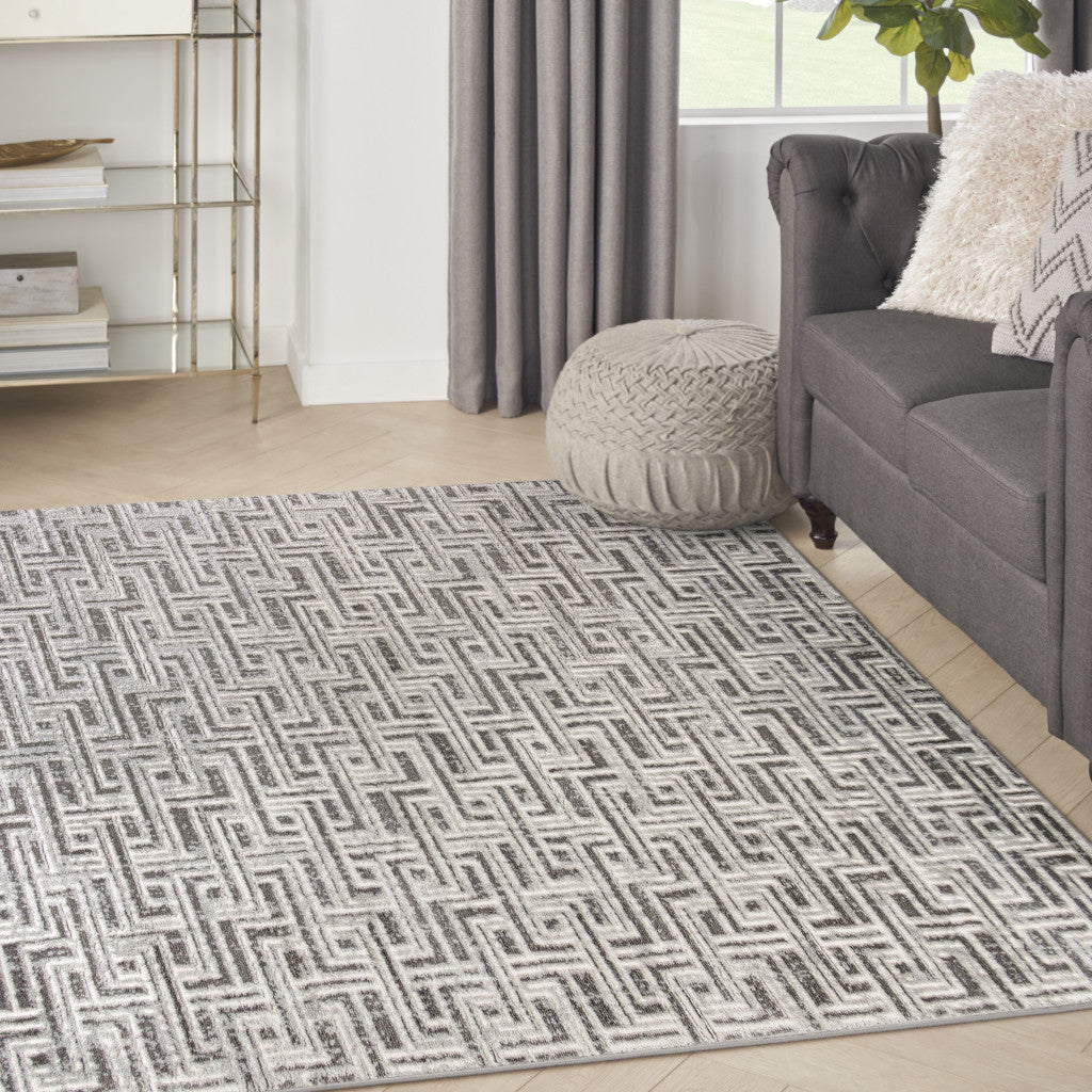 4 x 6 Gray Geometric Distressed Area Rug Image 6