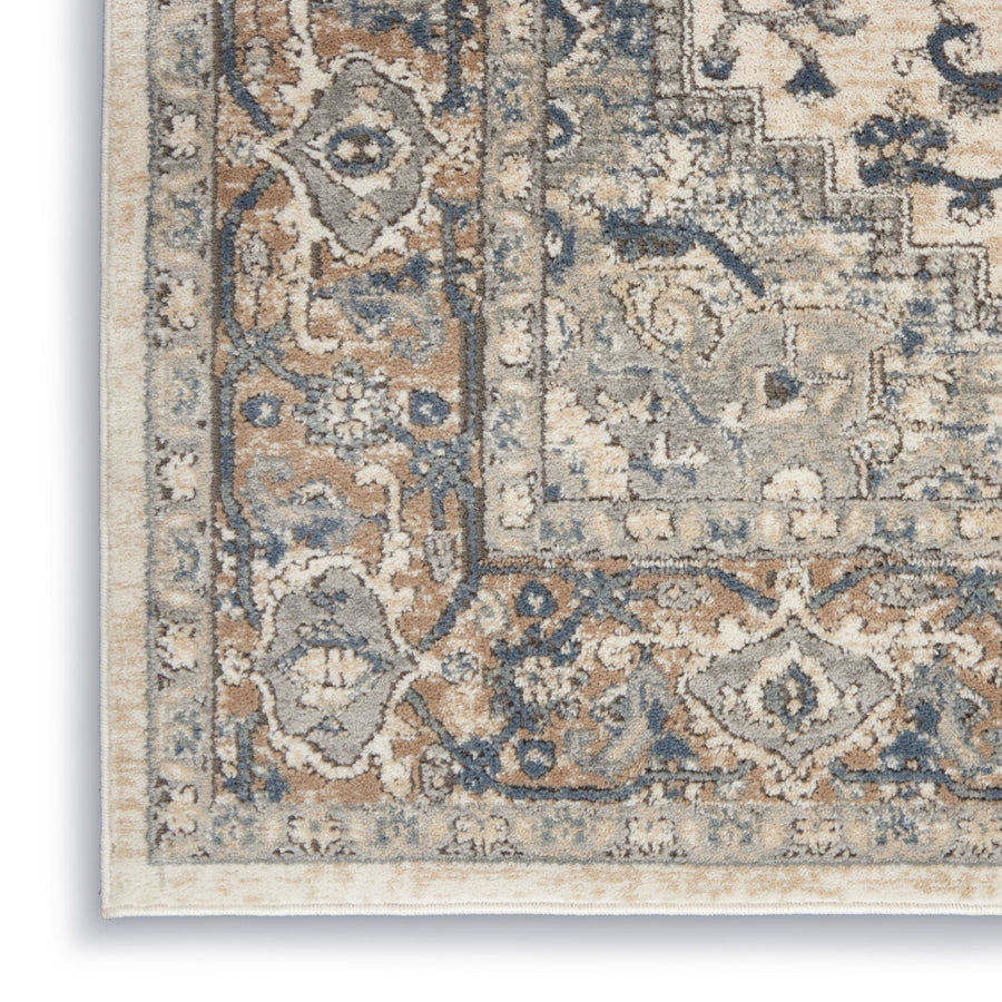 4 X 6 Ivory And Grey Oriental Power Loom Non Skid Area Rug Image 1