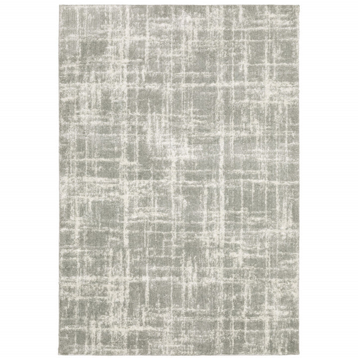 4 X 6 Grey And Ivory Abstract Shag Power Loom Stain Resistant Area Rug Image 1