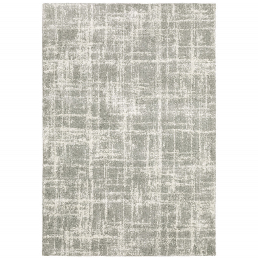 4 X 6 Grey And Ivory Abstract Shag Power Loom Stain Resistant Area Rug Image 1