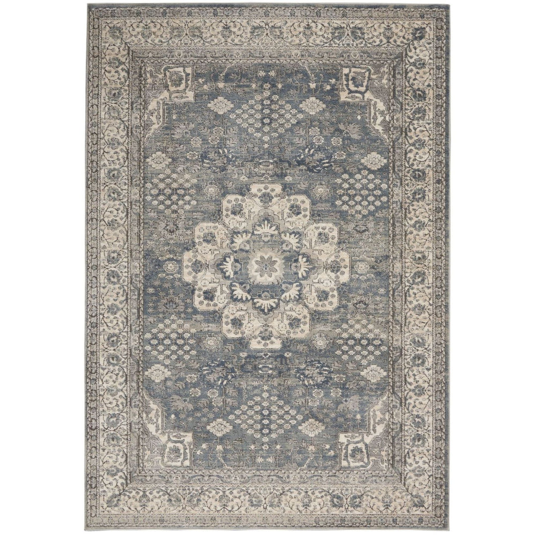 4 X 6 Grey And Ivory Oriental Power Loom Non Skid Area Rug Image 1