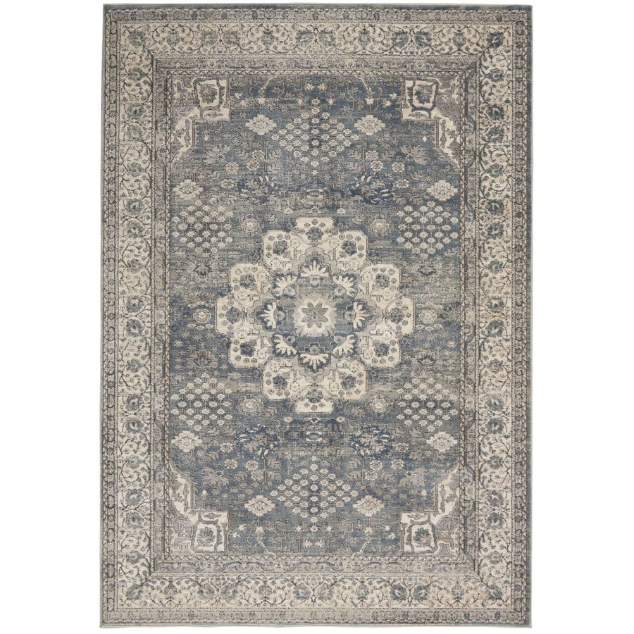 4 X 6 Grey And Ivory Oriental Power Loom Non Skid Area Rug Image 1