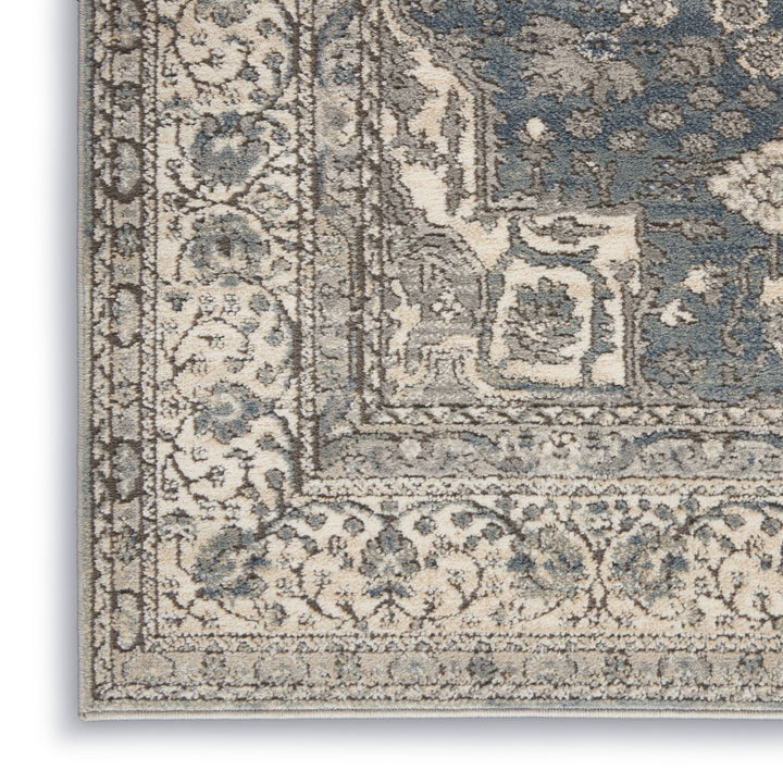 4 X 6 Grey And Ivory Oriental Power Loom Non Skid Area Rug Image 3