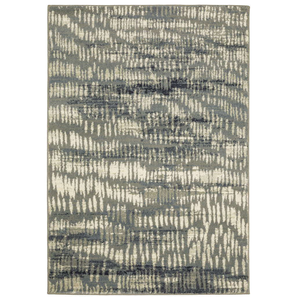 4 X 6 Grey Beige Blue And Light Blue Abstract Power Loom Stain Resistant Area Rug Image 1