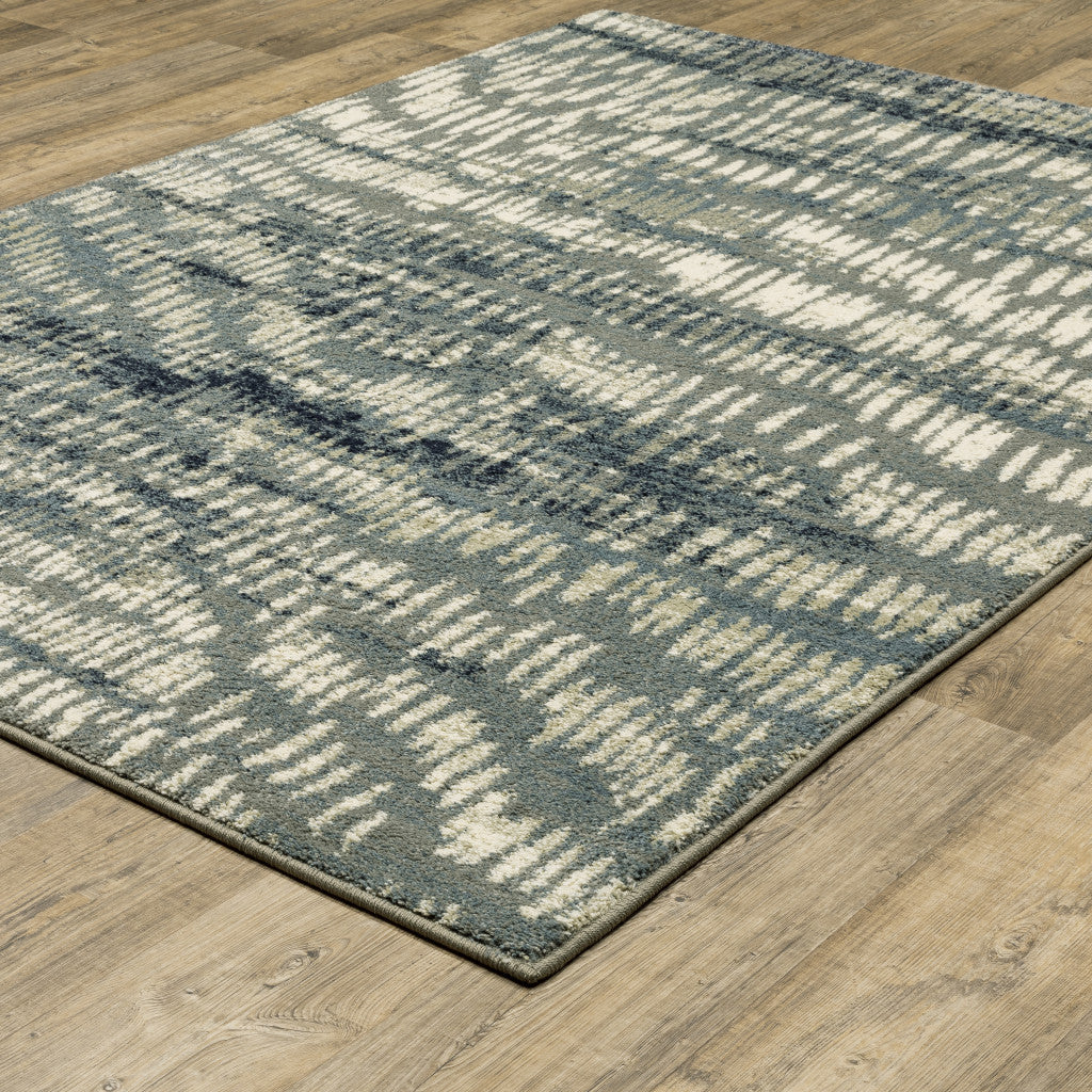 4 X 6 Grey Beige Blue And Light Blue Abstract Power Loom Stain Resistant Area Rug Image 5