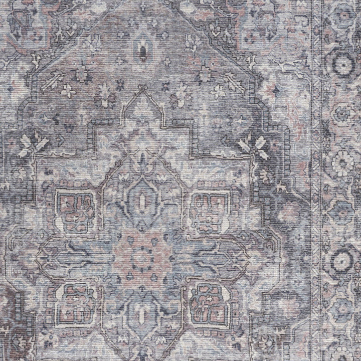 4 X 6 Grey Oriental Power Loom Distressed Washable Area Rug Image 3