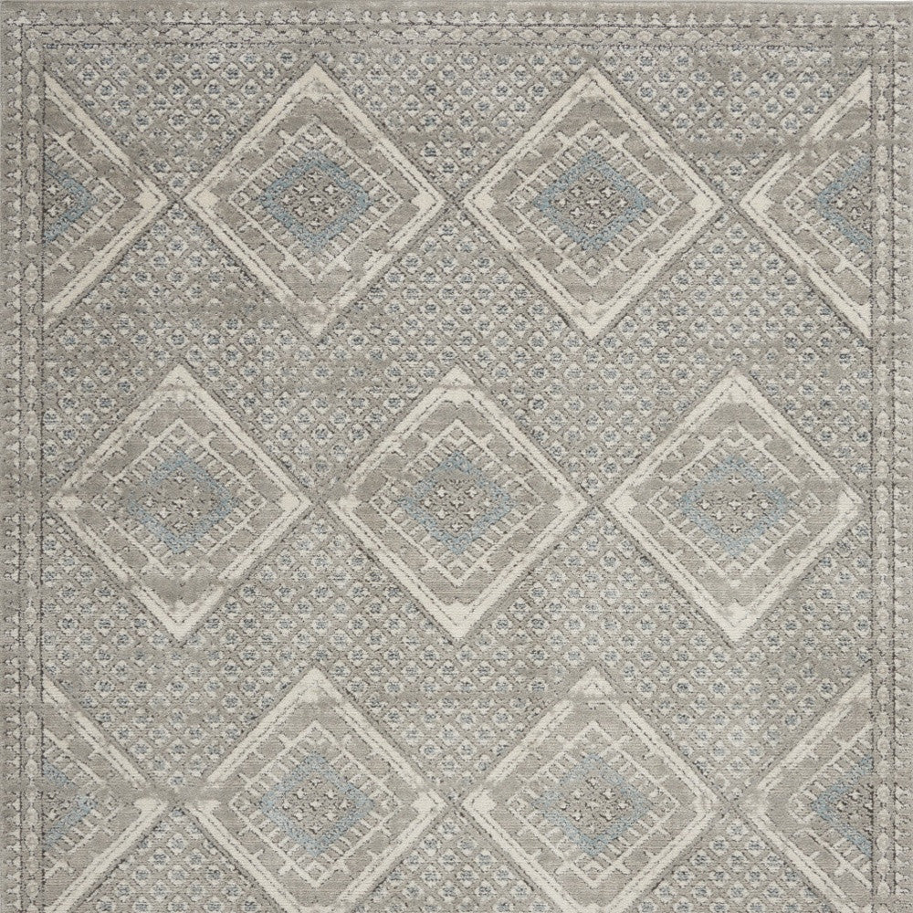 4 X 6 Grey Ivory And Blue Southwestern Power Loom Non Skid Area Rug Image 4