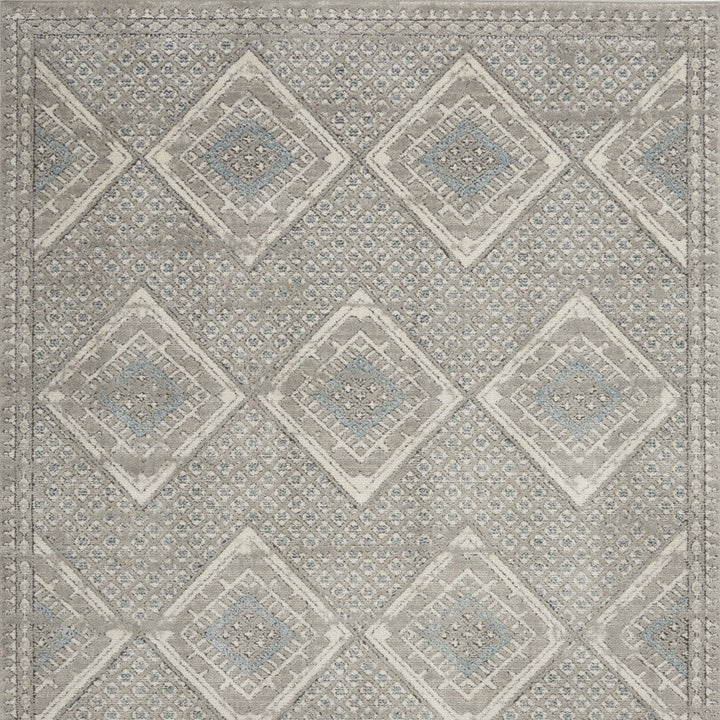 4 X 6 Grey Ivory And Blue Southwestern Power Loom Non Skid Area Rug Image 4