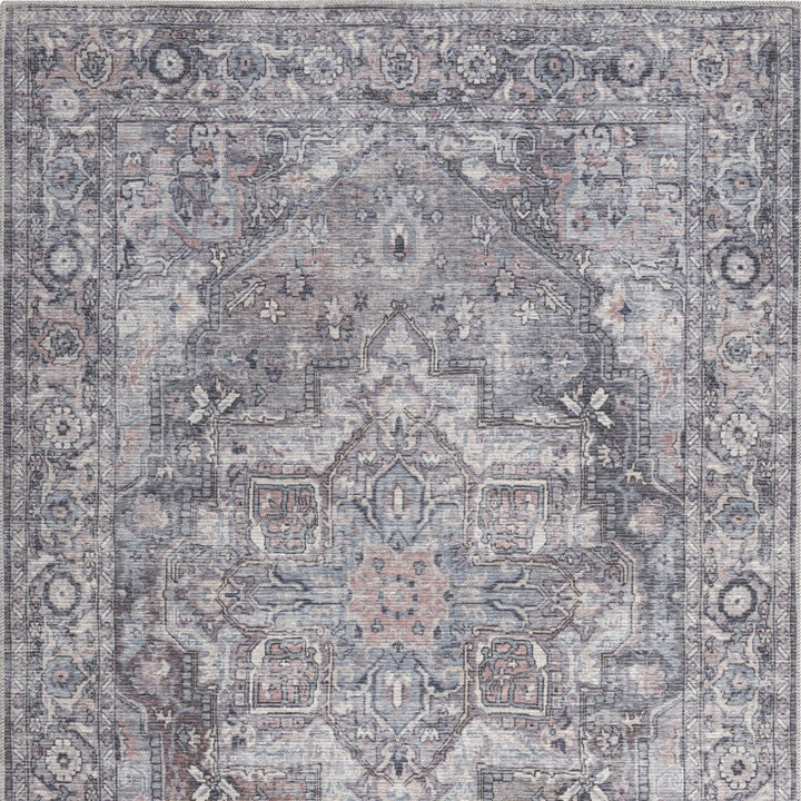 4 X 6 Grey Oriental Power Loom Distressed Washable Area Rug Image 4