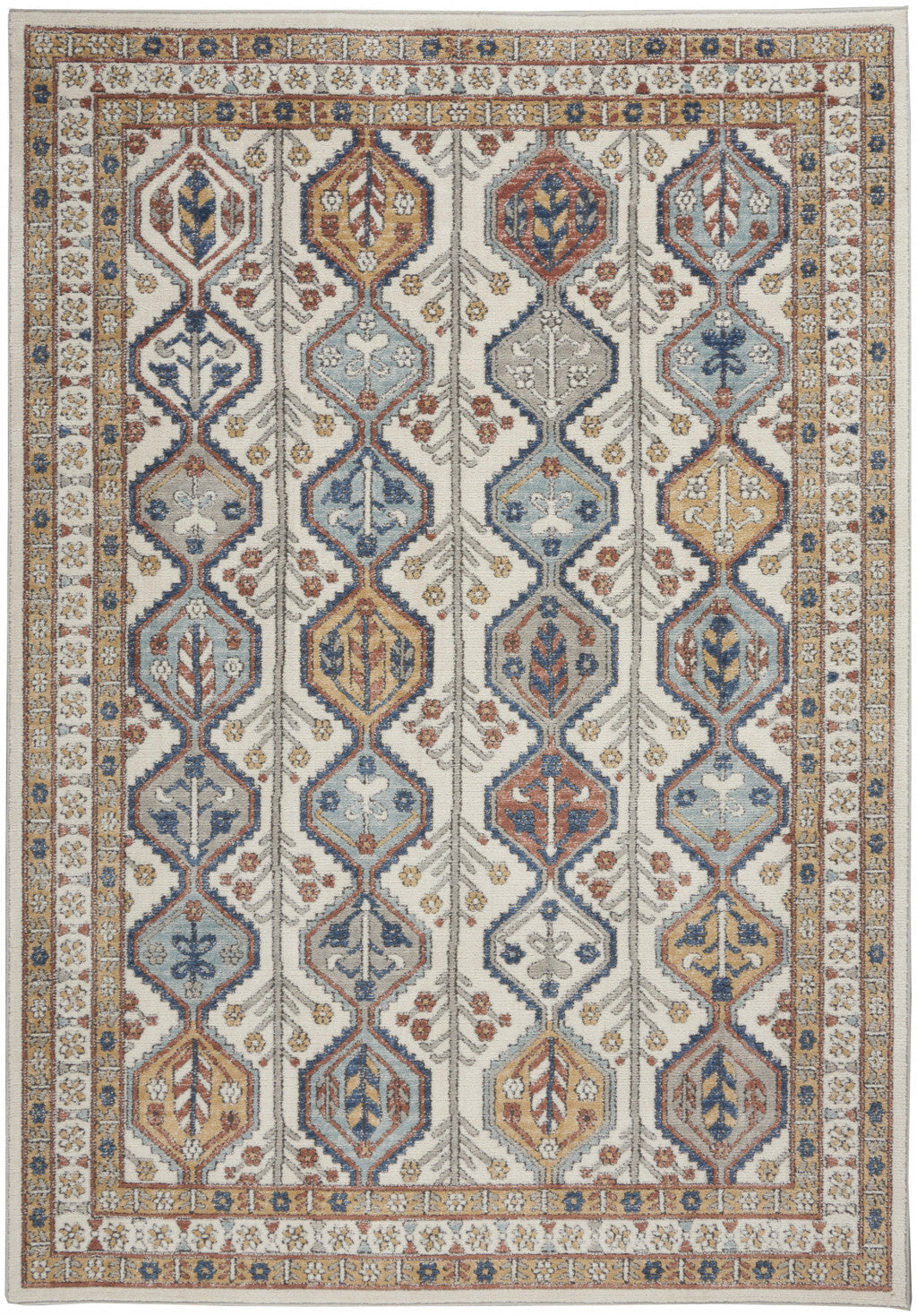 4 X 6 Ivory Southwestern Power Loom Non Skid Area Rug Image 1