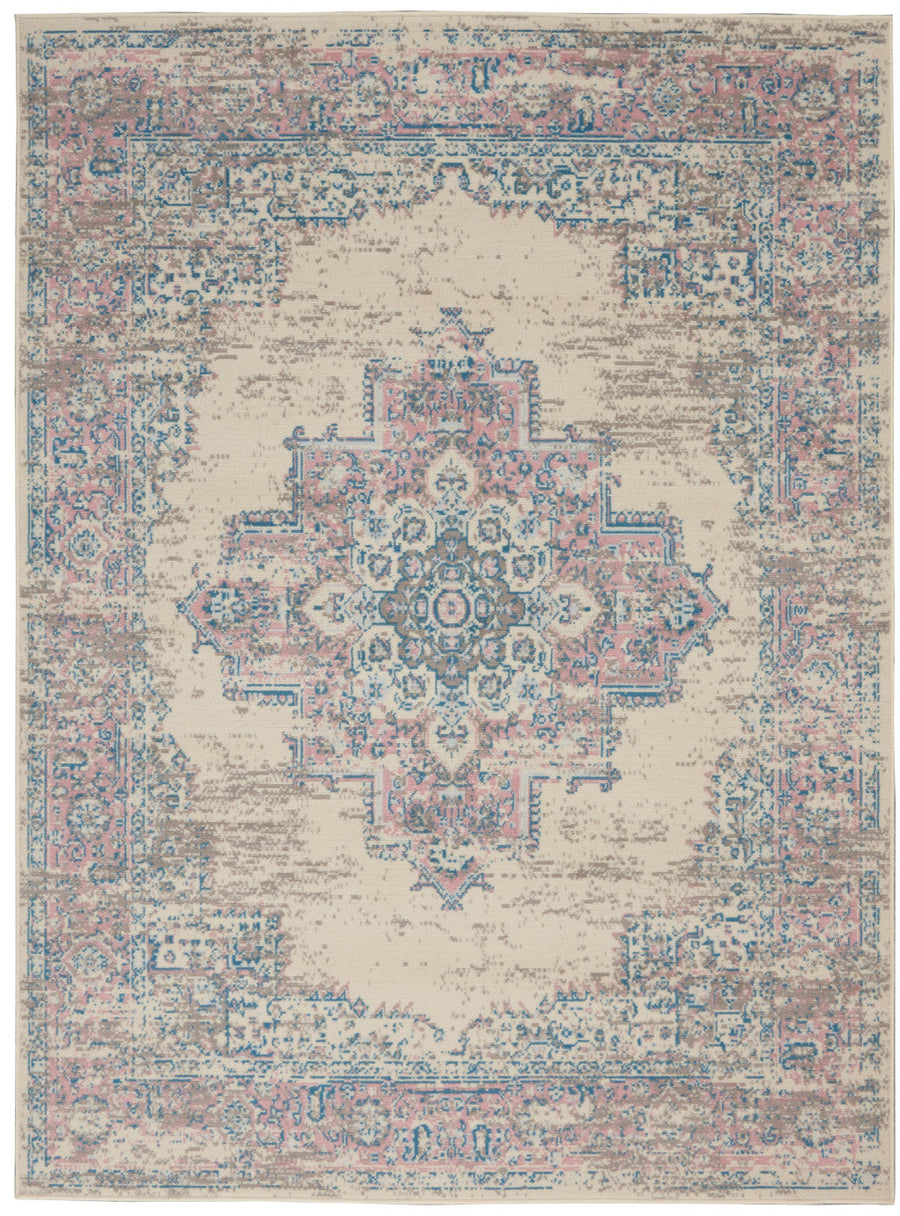 4 X 6 Pink Damask Power Loom Area Rug Image 1