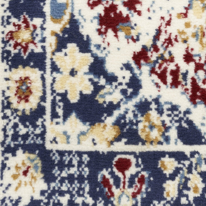 4 X 6 Navy Blue Damask Power Loom Distressed Area Rug Image 10