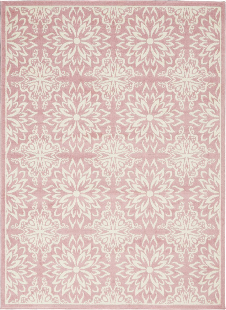 4 X 6 Pink Floral Power Loom Area Rug Image 1