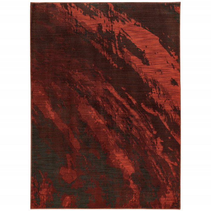 4 X 6 Red And Grey Abstract Power Loom Stain Resistant Area Rug Image 1