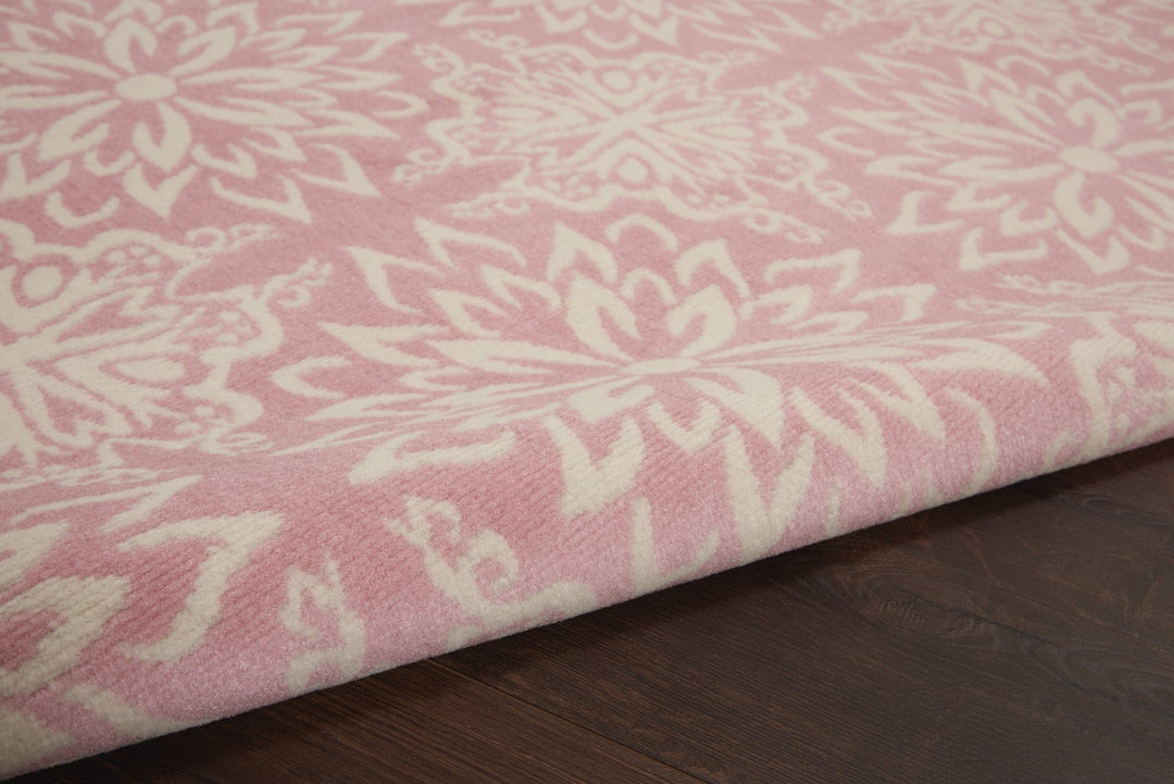 4 X 6 Pink Floral Power Loom Area Rug Image 5