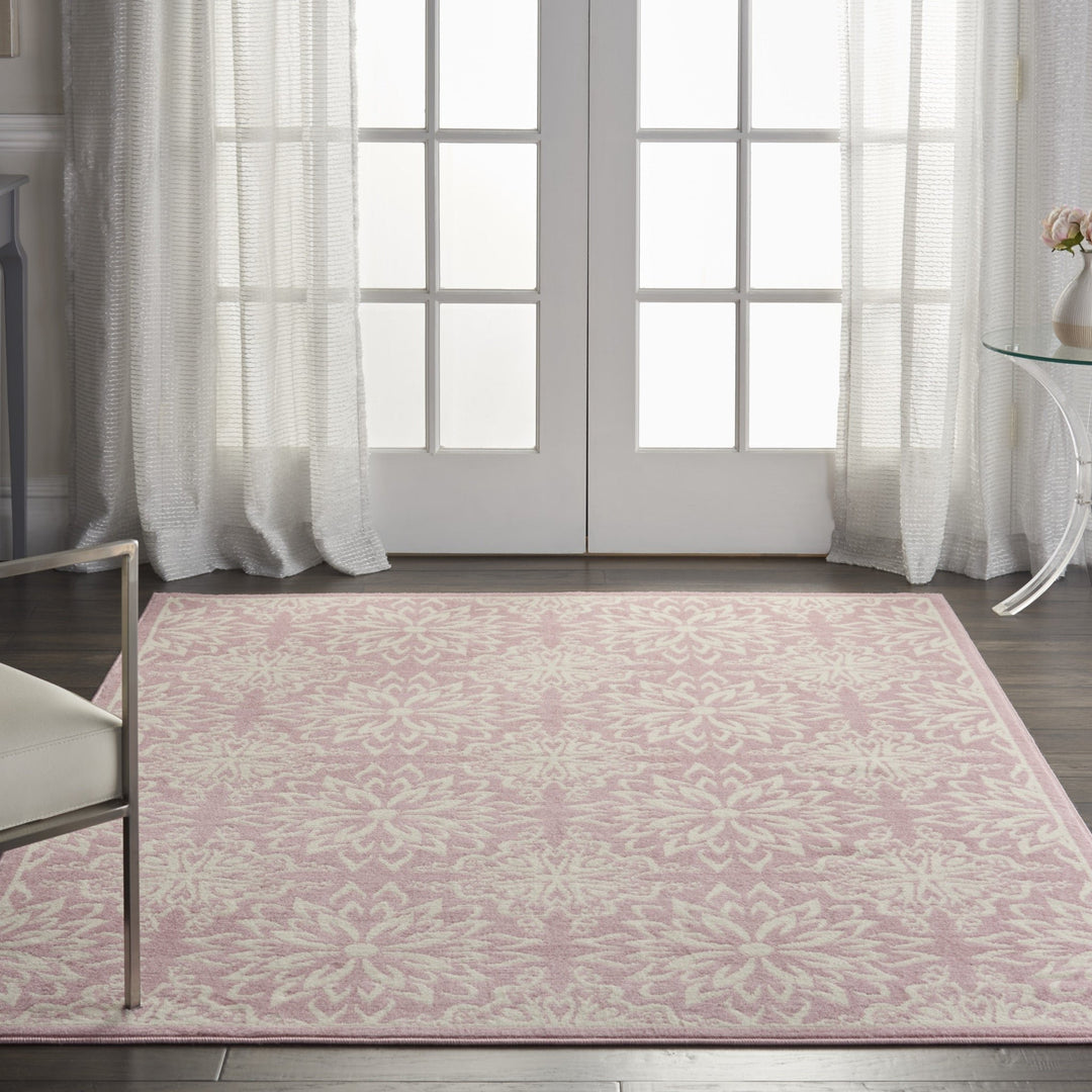 4 X 6 Pink Floral Power Loom Area Rug Image 6