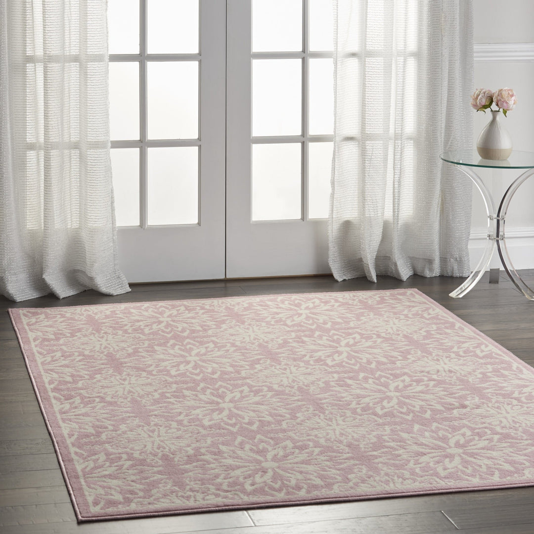 4 X 6 Pink Floral Power Loom Area Rug Image 7