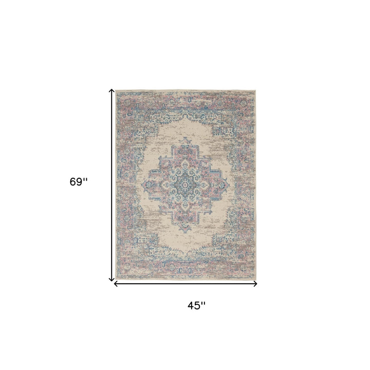 4 X 6 Pink Damask Power Loom Area Rug Image 10